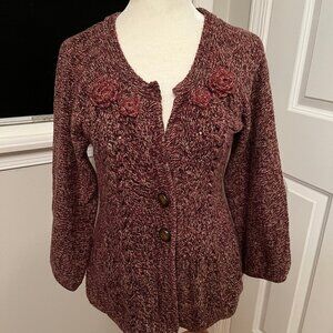 Cardigan with crochet flower detail
